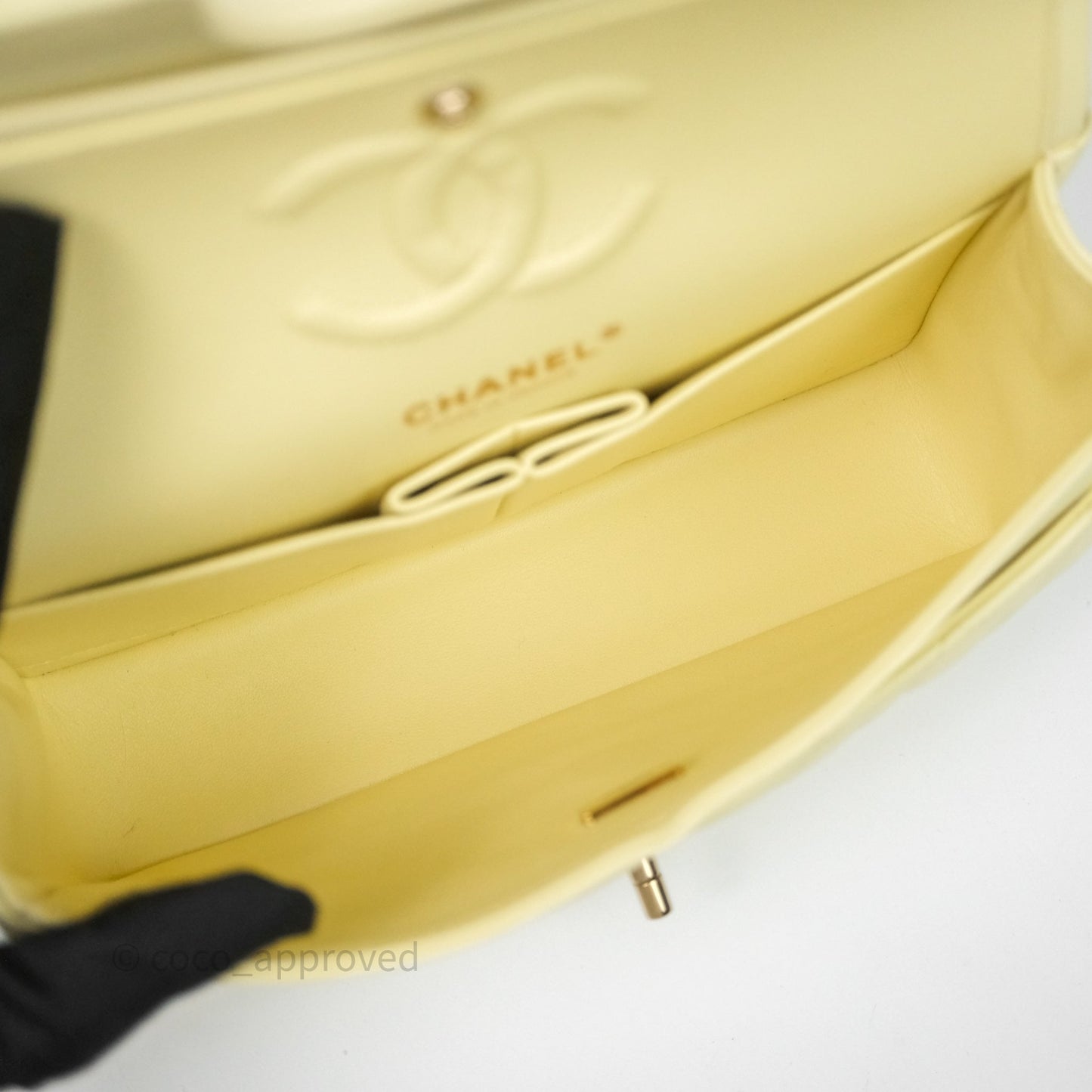 Chanel Small Classic Quilted Flap Yellow Caviar Gold Hardware