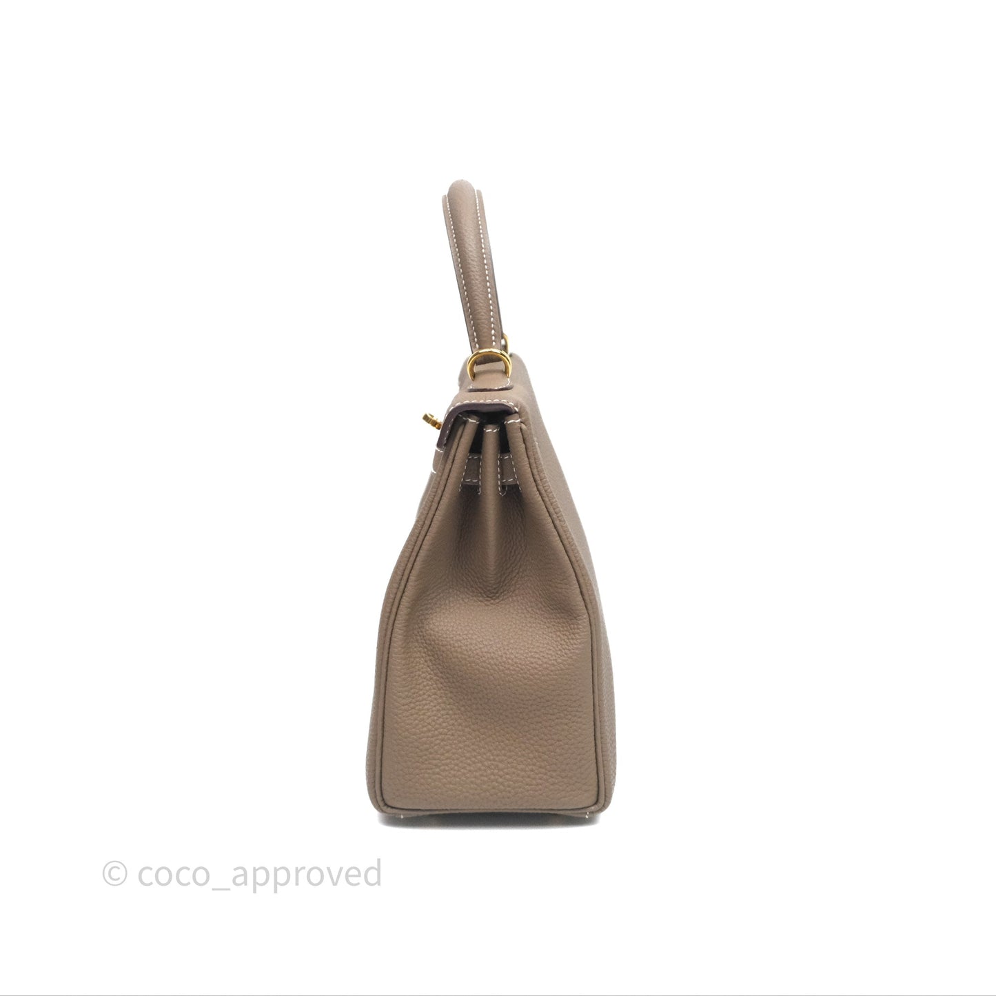 Hermès Retourne Kelly 25 Etoupe 18 Togo Gold Hardware