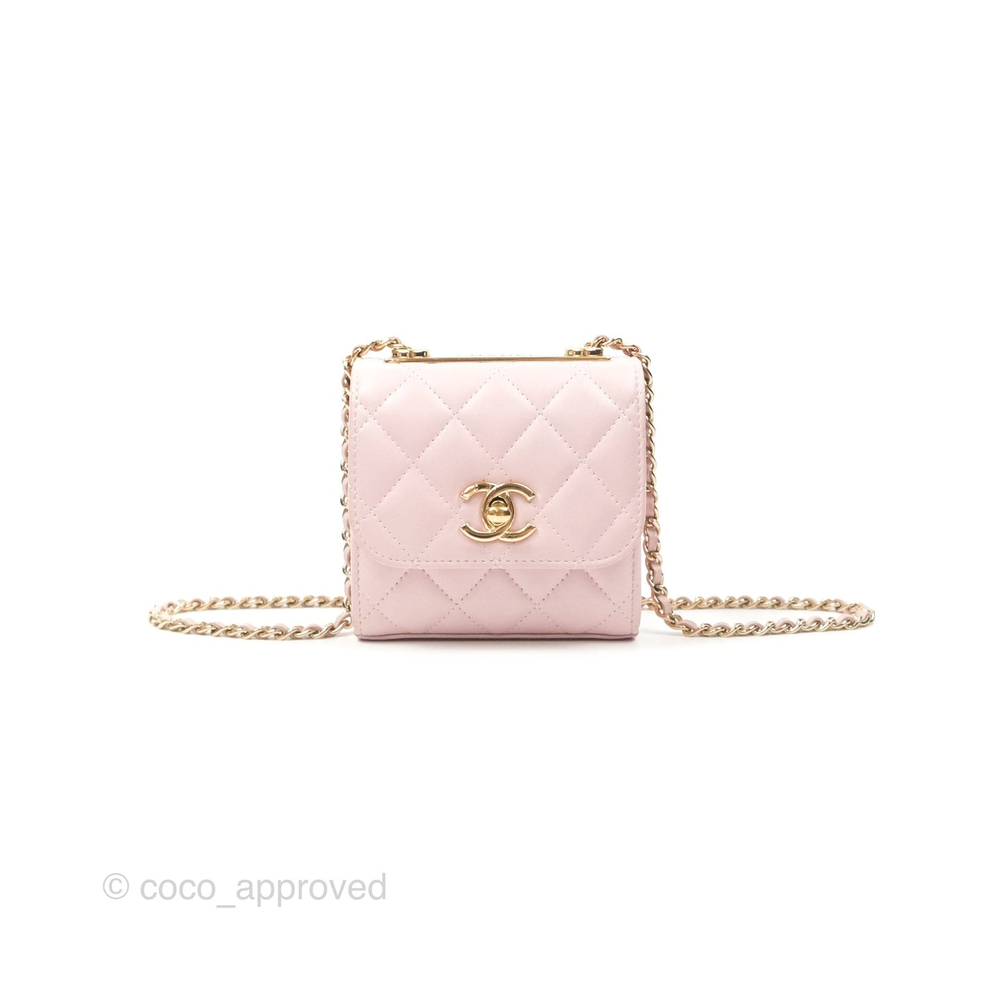 Chanel Mini Quilted Trendy CC Clutch With Chain Lilac Rose Clair Lambskin Gold Hardware
