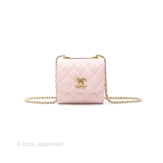 Chanel Mini Quilted Trendy CC Clutch With Chain Lilac Rose Clair Lambskin Gold Hardware