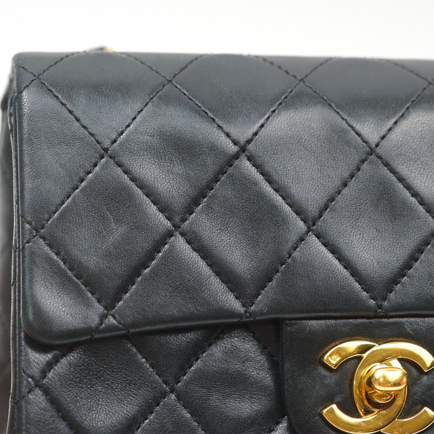 Chanel Vintage Mini Square Black Lambskin 24K Gold Hardware