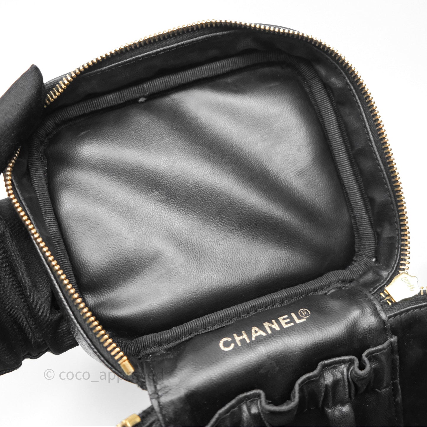 Chanel Vintage Vanity Case Black Caviar Gold Hardware