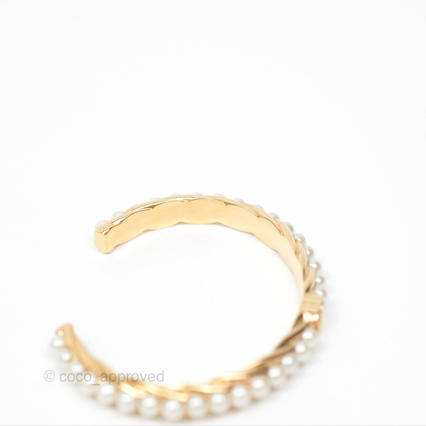Chanel CC Pearls Bangle Bracelet Gold Tone 23A