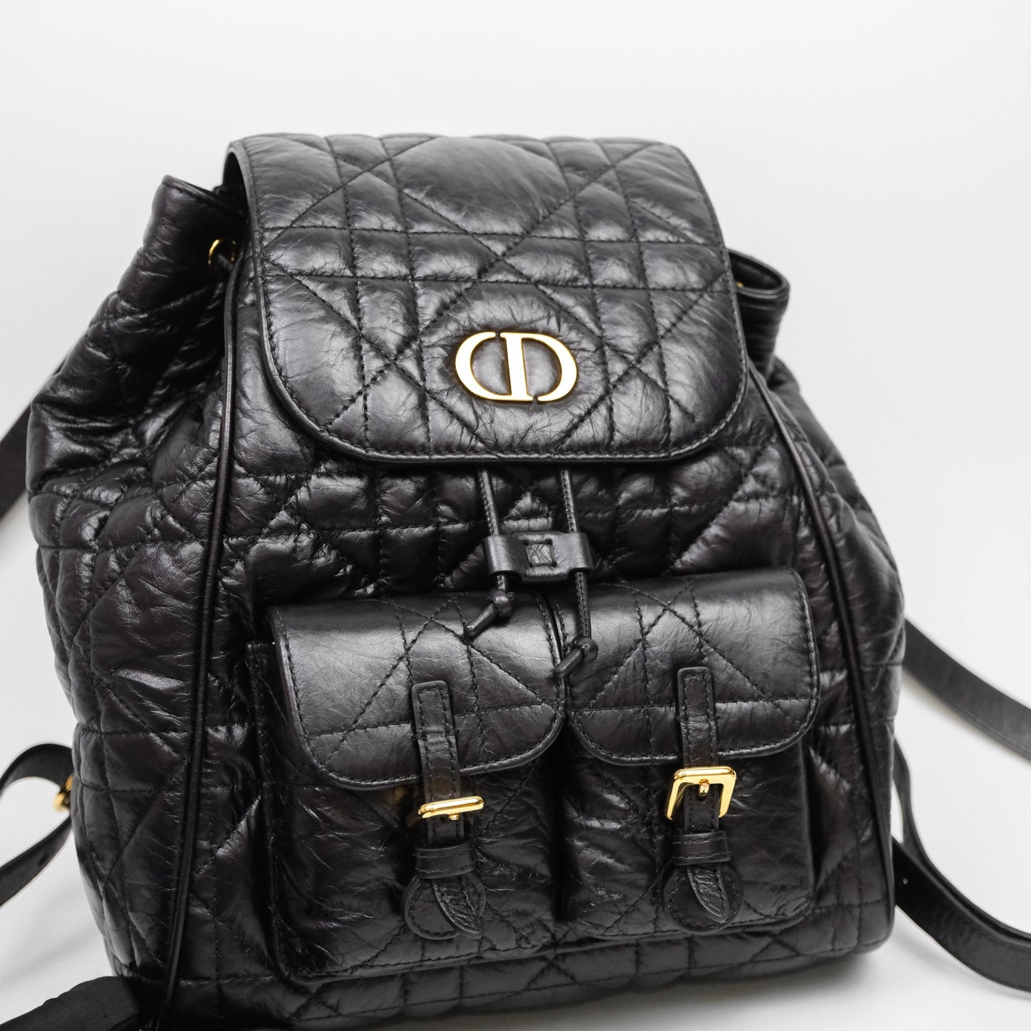Christian Dior Medium Dior Caro Backpack Black Macrocannage Lambskin