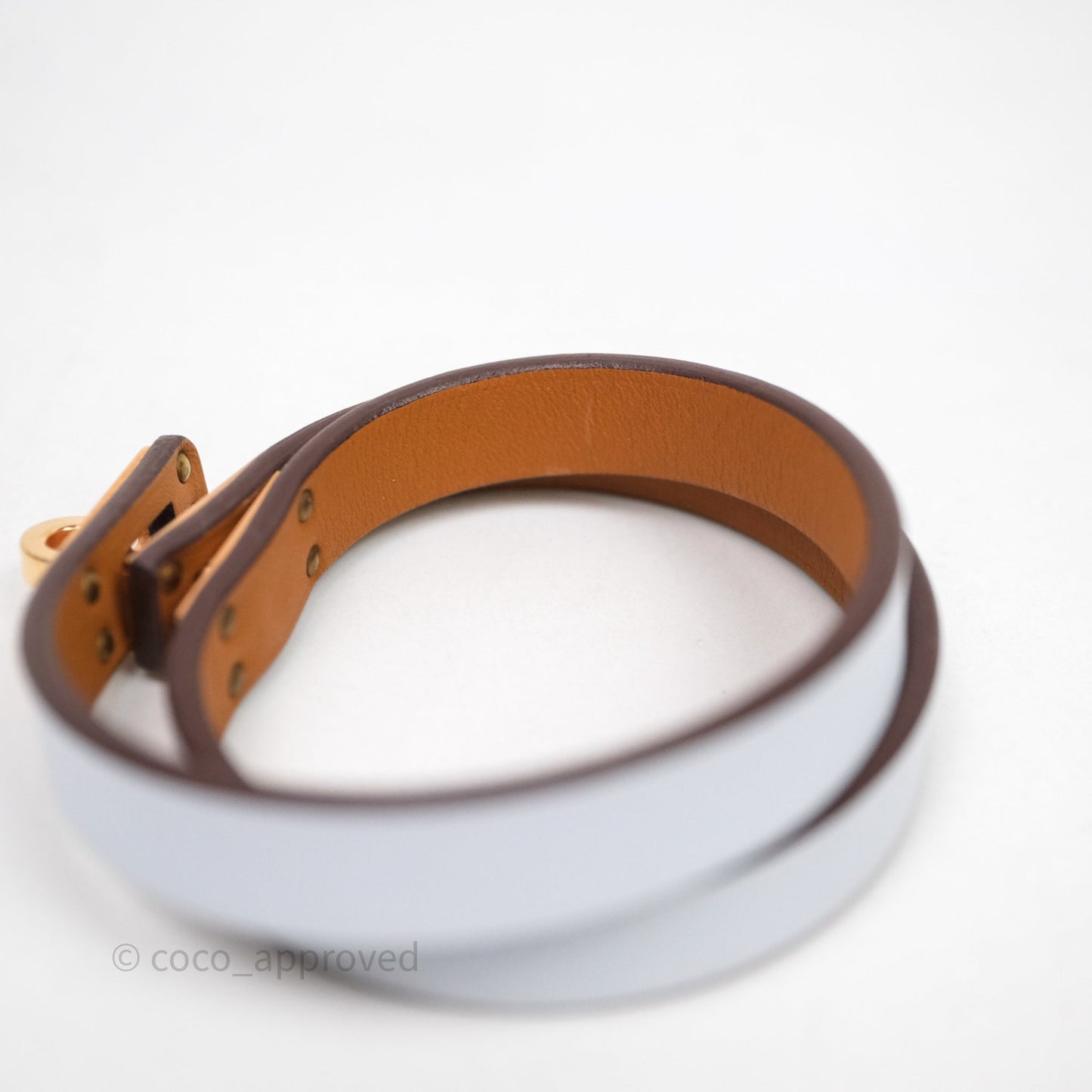 Hermès Kelly Double Tour Bracelet Blue Brume Swift Rose Gold Hardware
