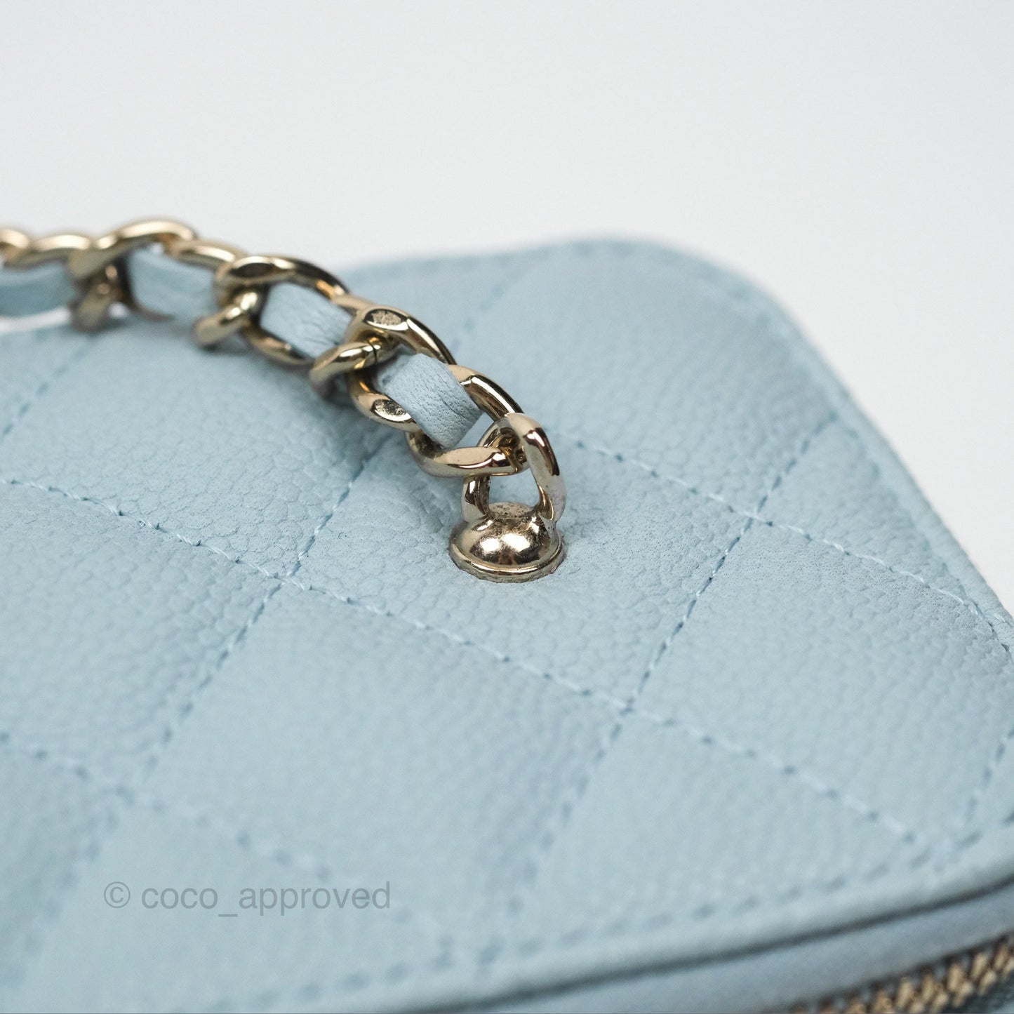 Chanel Vanity with CC Chain Light Blue Caviar Gold Hardware