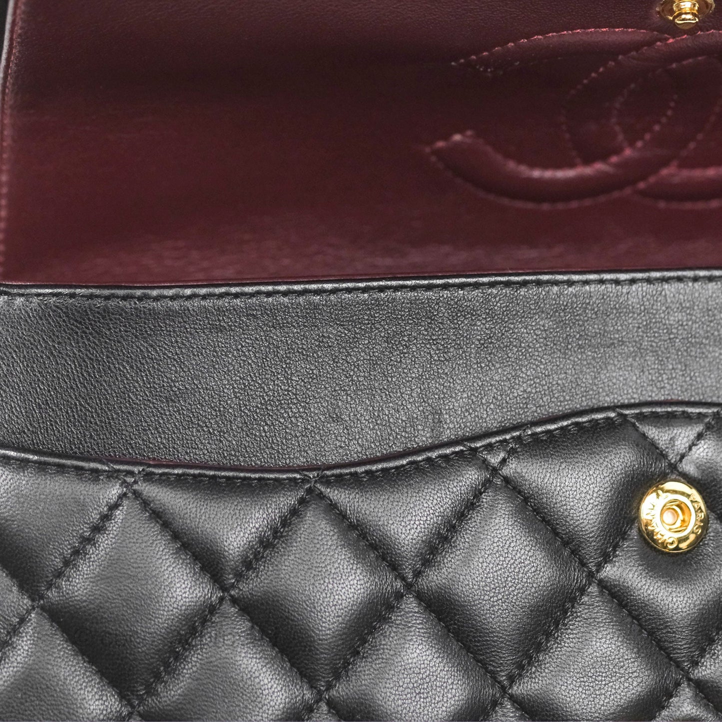 Chanel Classic M/L Medium Flap Quilted Black Lambskin Gold Hardware