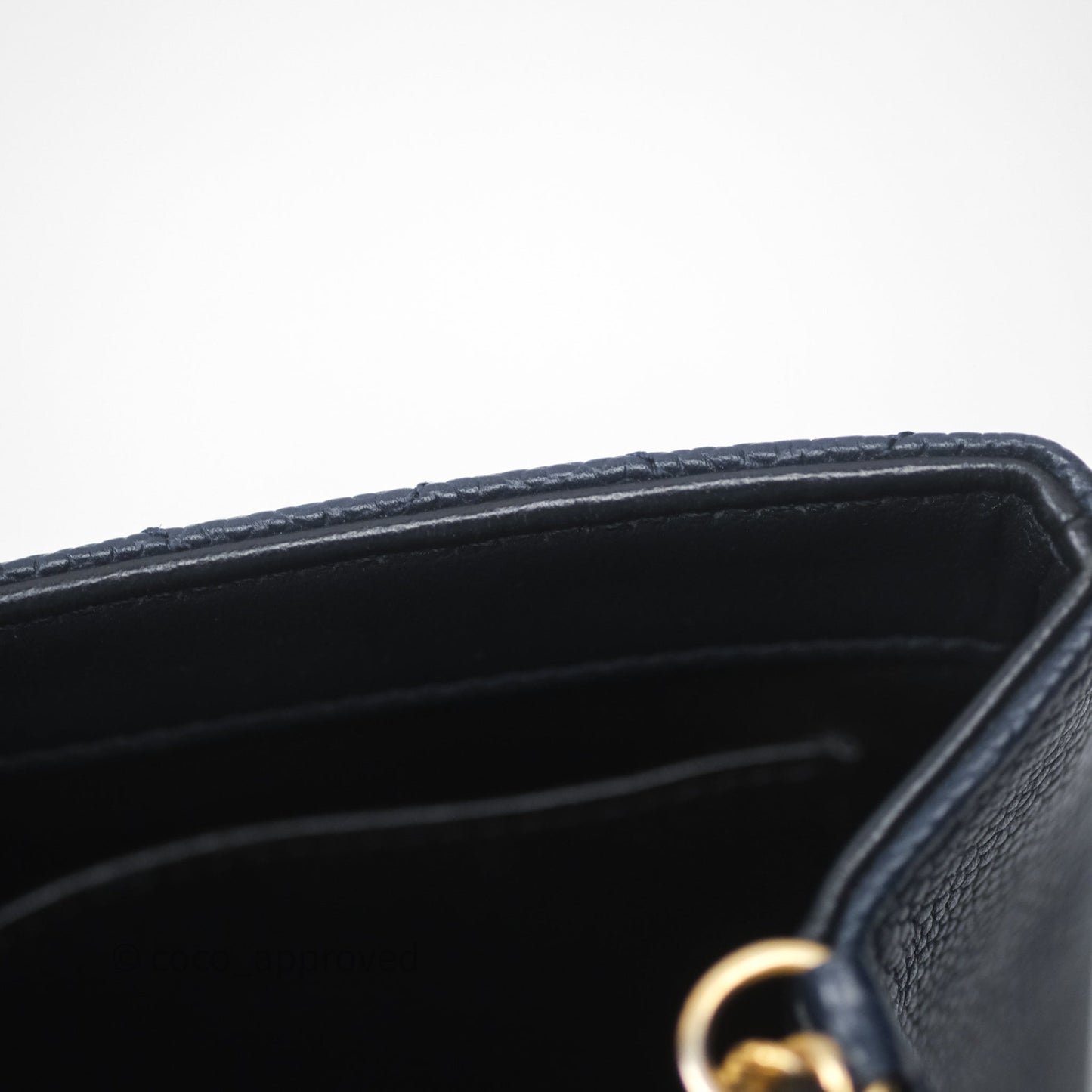 Chanel Small CC Filigree Flap Quilted Navy Black Caviar Aged Gold Hardware
