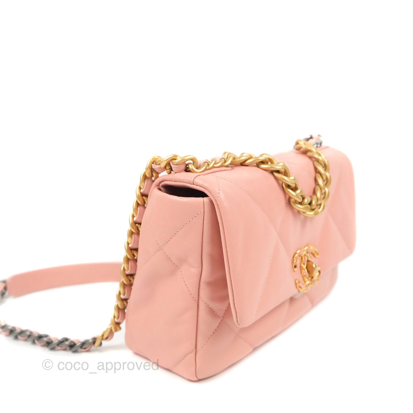 Chanel 19 Small Blush Pink Goatskin Mixed Hardware
