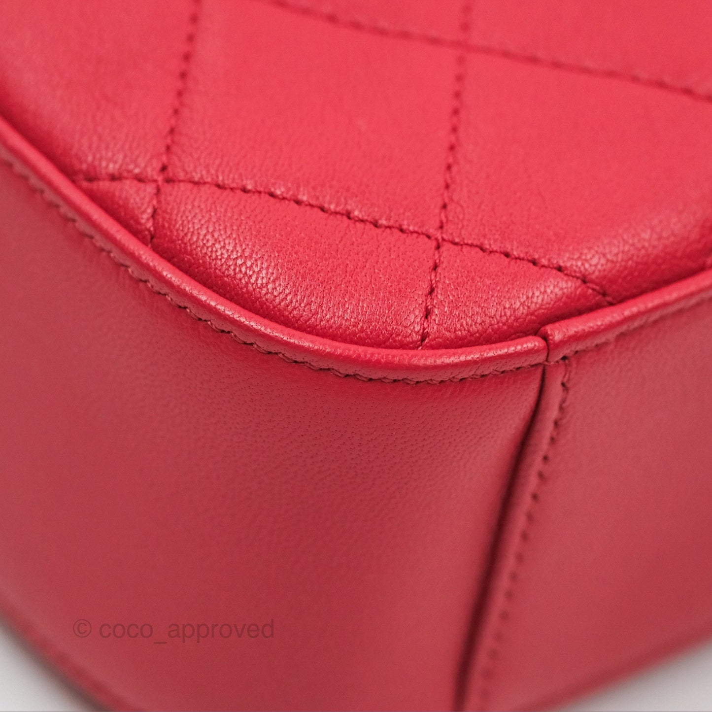 Chanel Chain Infinity Camera Case Red Goatskin Aged Gold Hardware