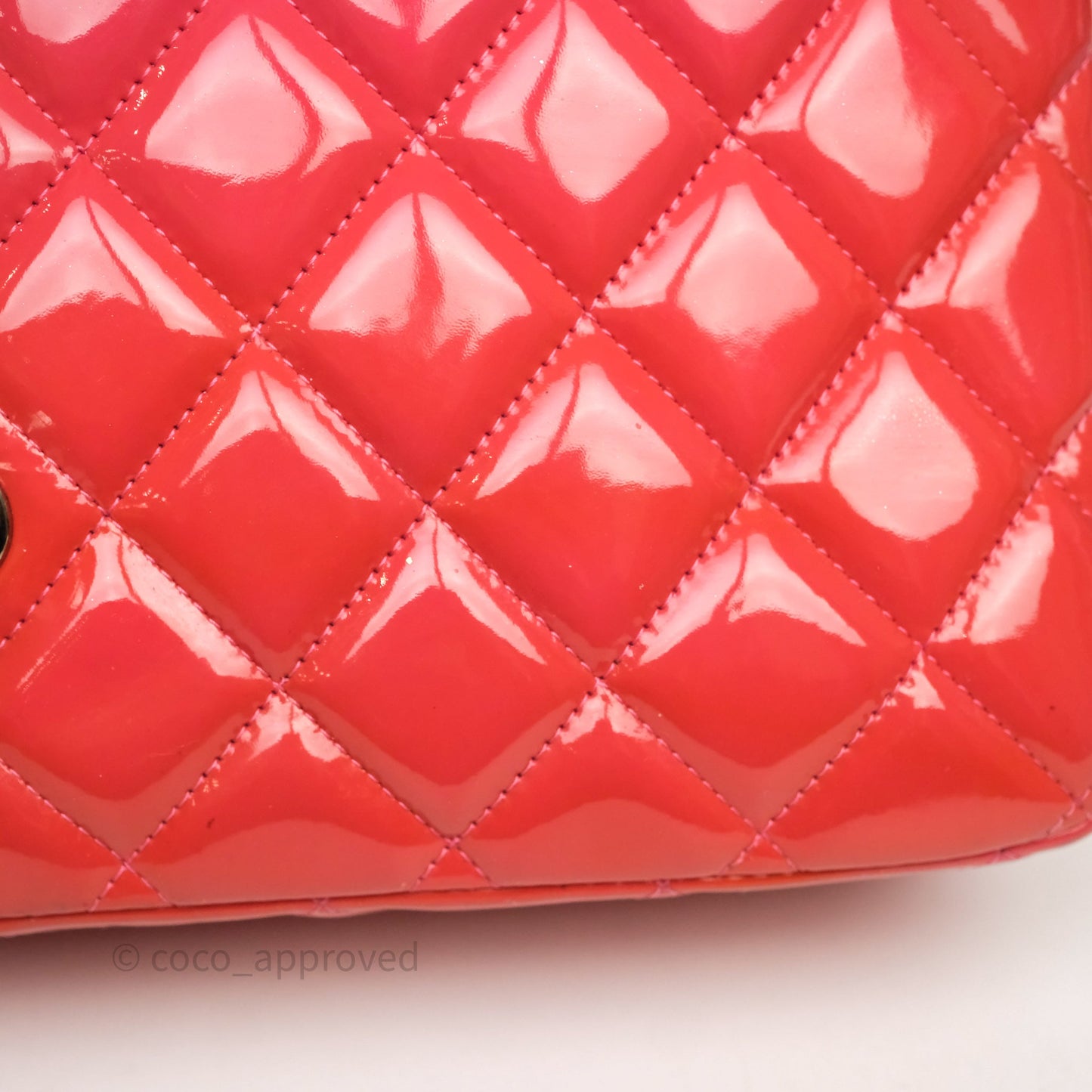 Chanel Jumbo Double Flap Red Orange Patent Silver Hardware⁣⁣