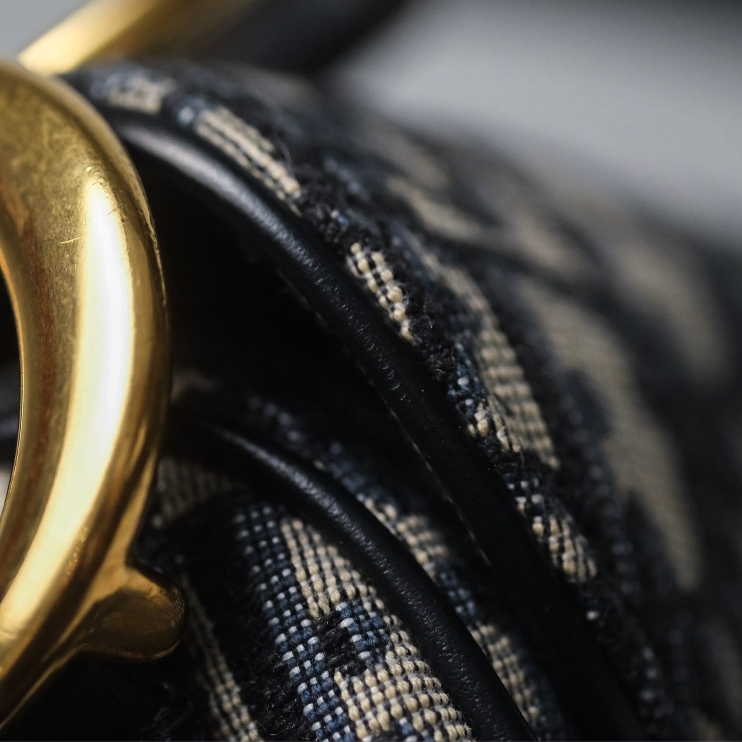 Christian Dior Saddle Bag Blue Oblique Jacquard Gold Hardware
