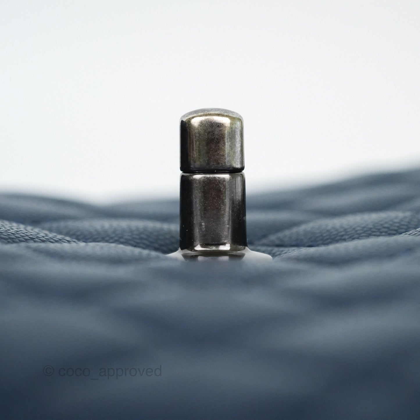 Chanel Small Coco Handle Navy Caviar Ruthenium Hardware Lizard Handle