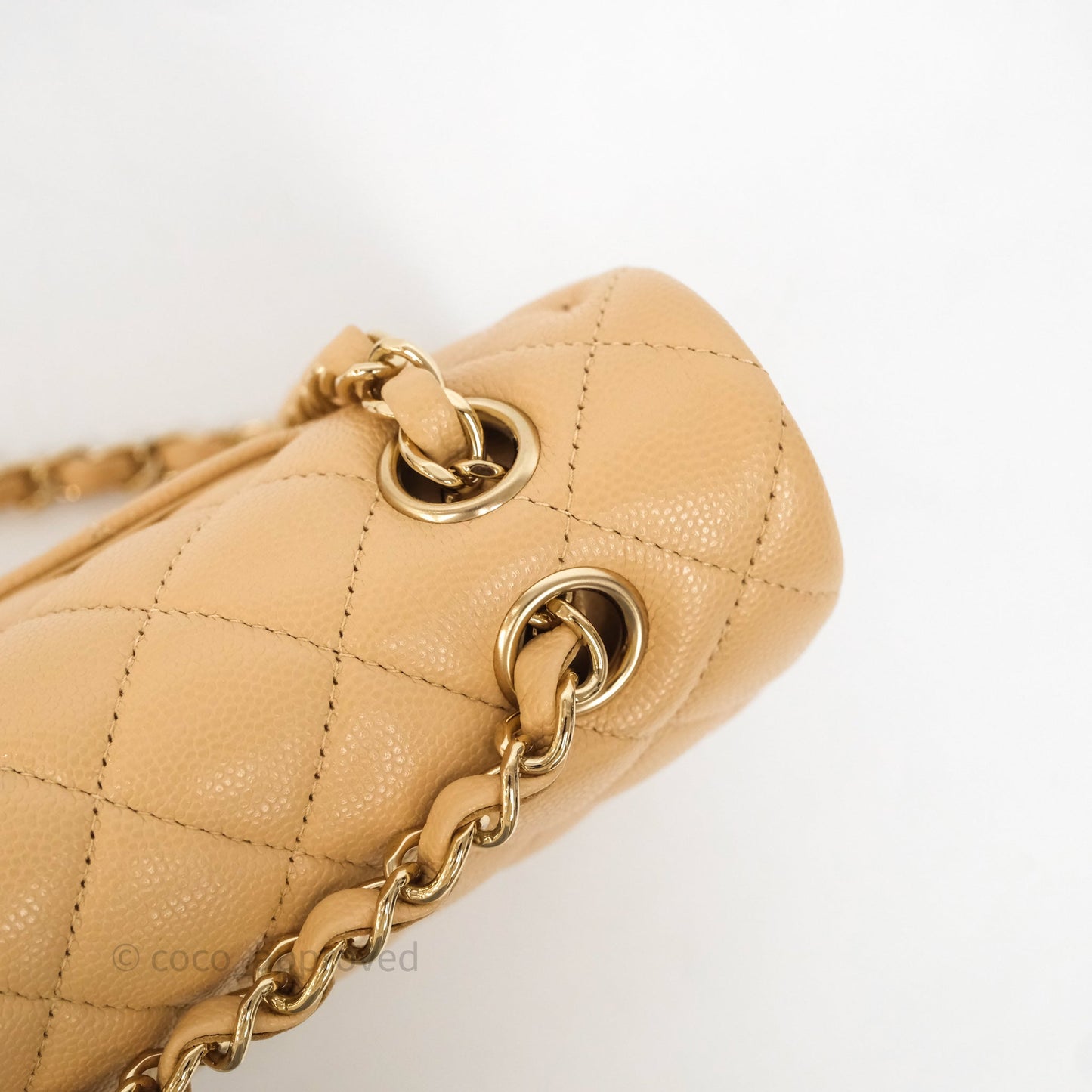 Chanel Classic M/L Medium Flap Quilted Beige Caviar Gold Hardware