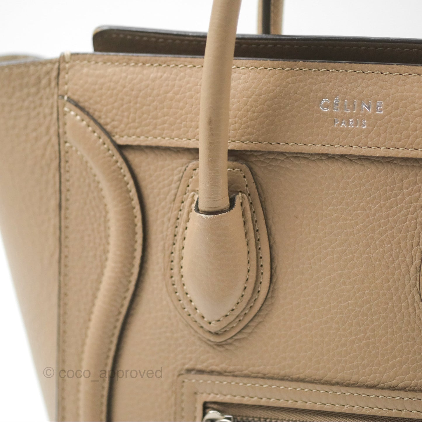 Celine Nano Luggage Bag Dune Drummed Calfskin