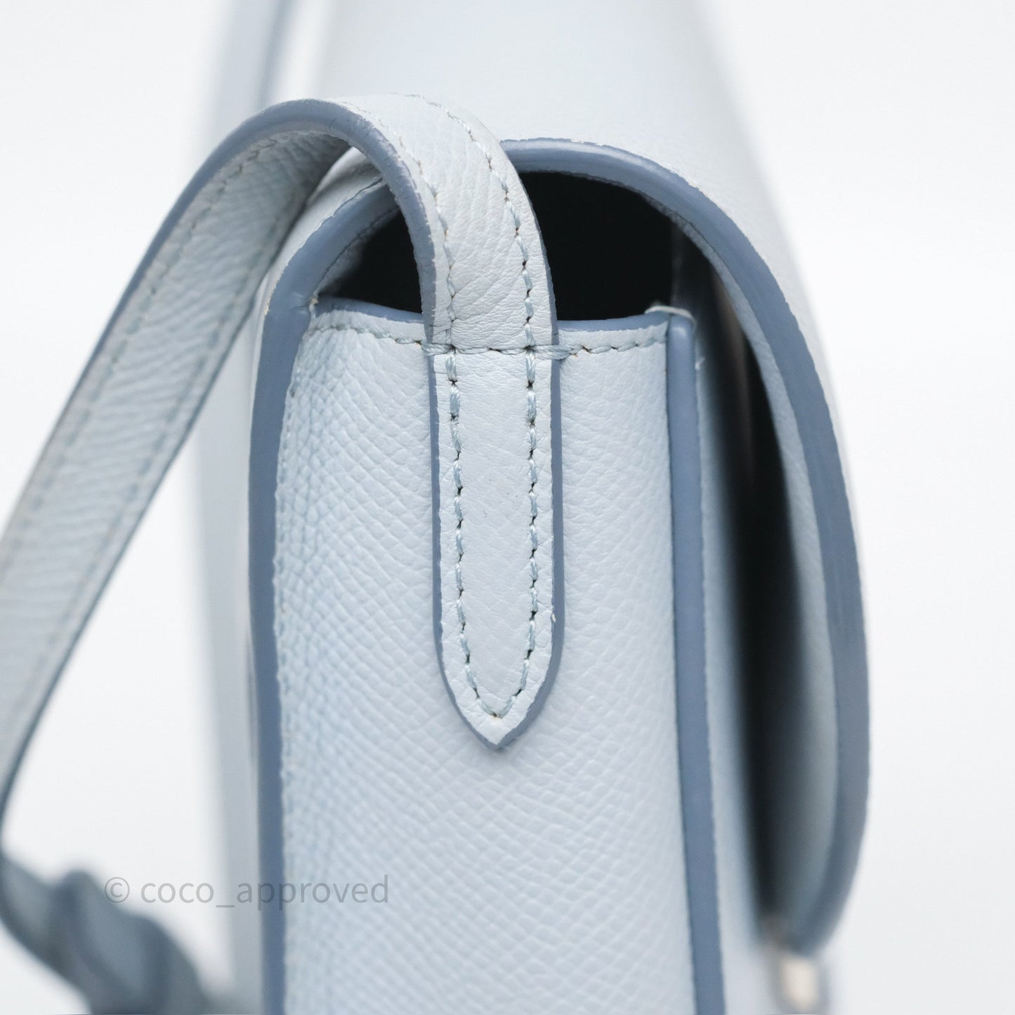 Celine Small Trotteur Crossbody Bag Light Blue Grained Calfskin