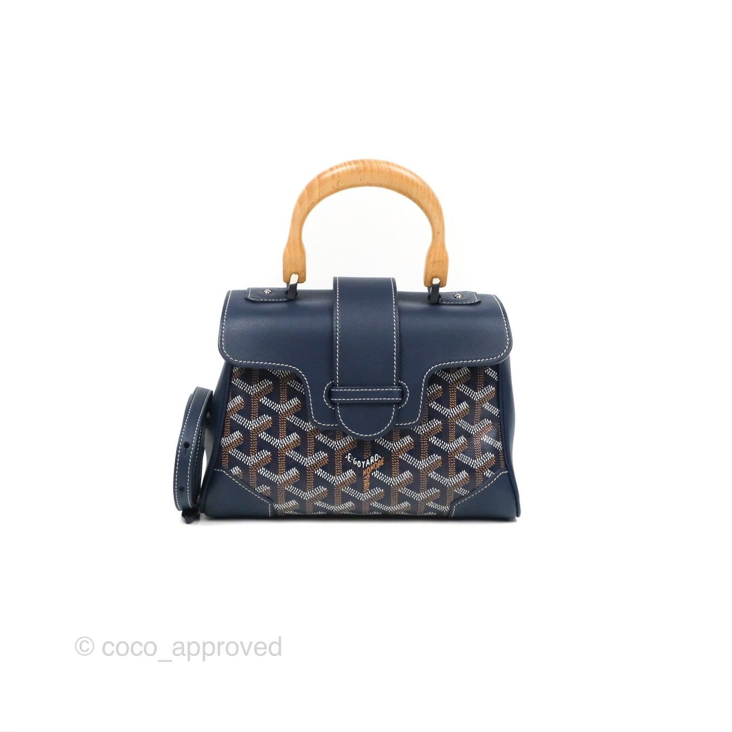 Goyard Saïgon Mini Bag Navy Goyardine Canvas/Chevroches Calfskin