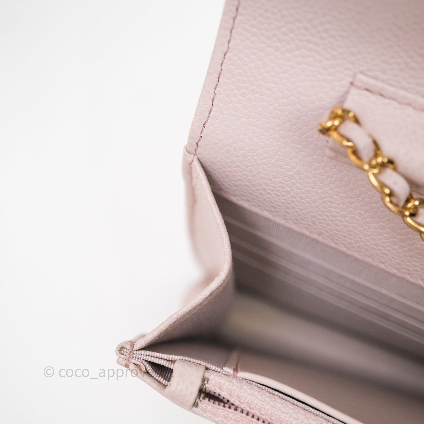 Chanel WOC Wallet On Chain CC Coco Chain Quilted Lilac Caviar Gold Hardware