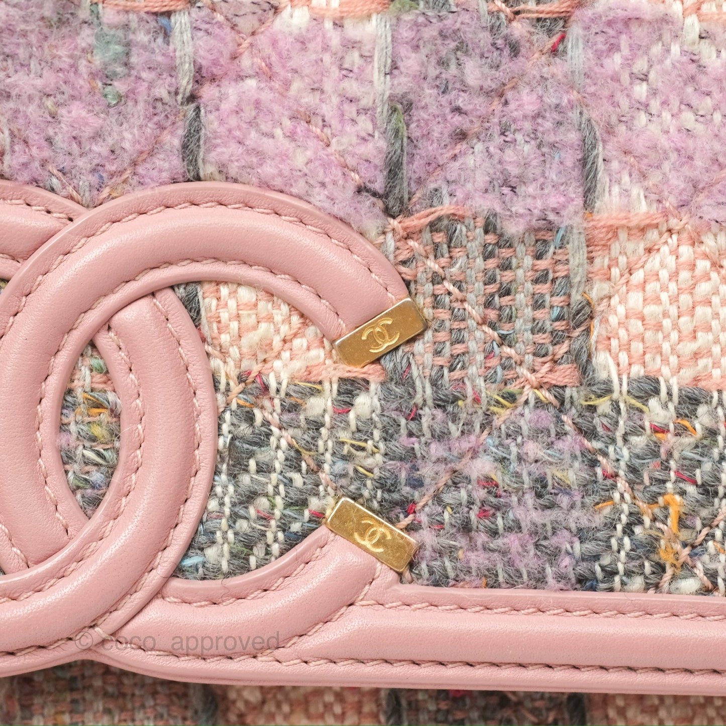Chanel Small CC Filigree Flap Pink Tweed