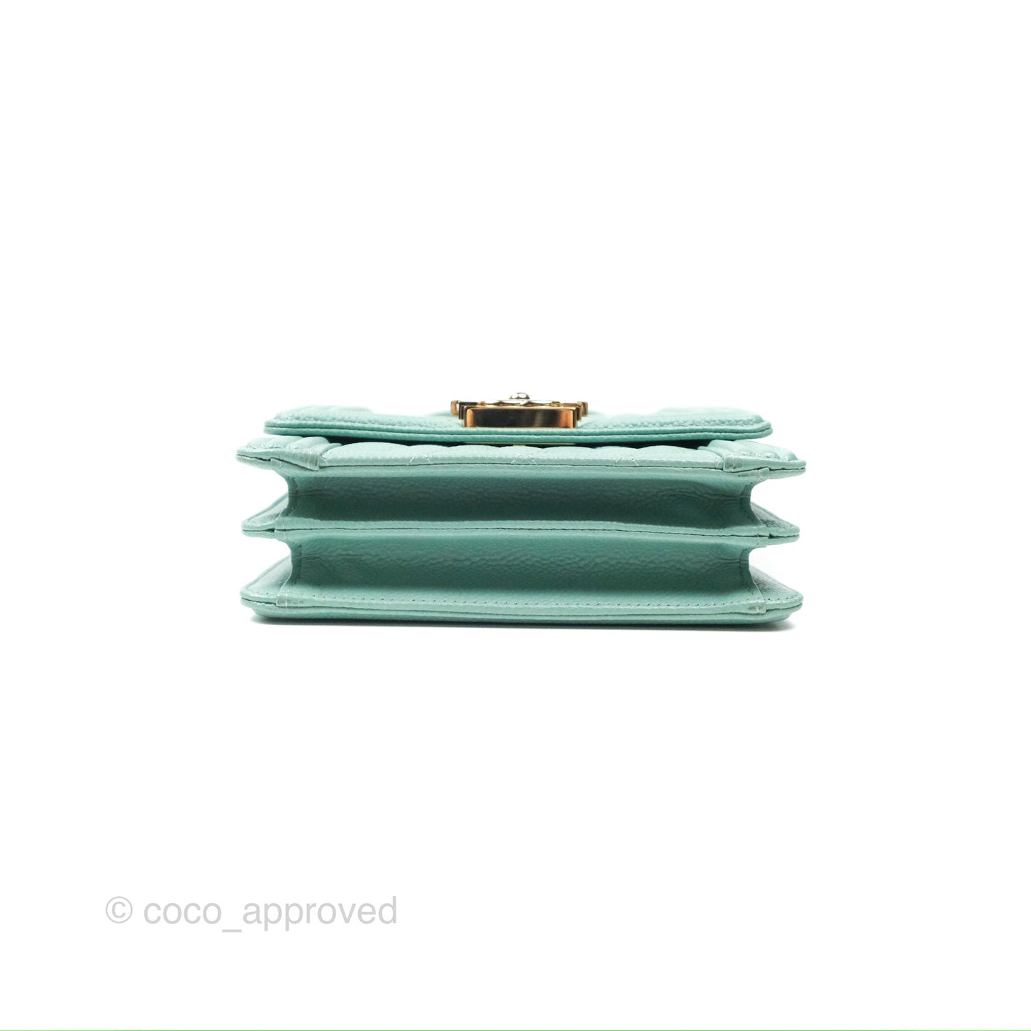 Chanel Quilted North South Boy Flap Tiffany Green Caviar Gold Hardware