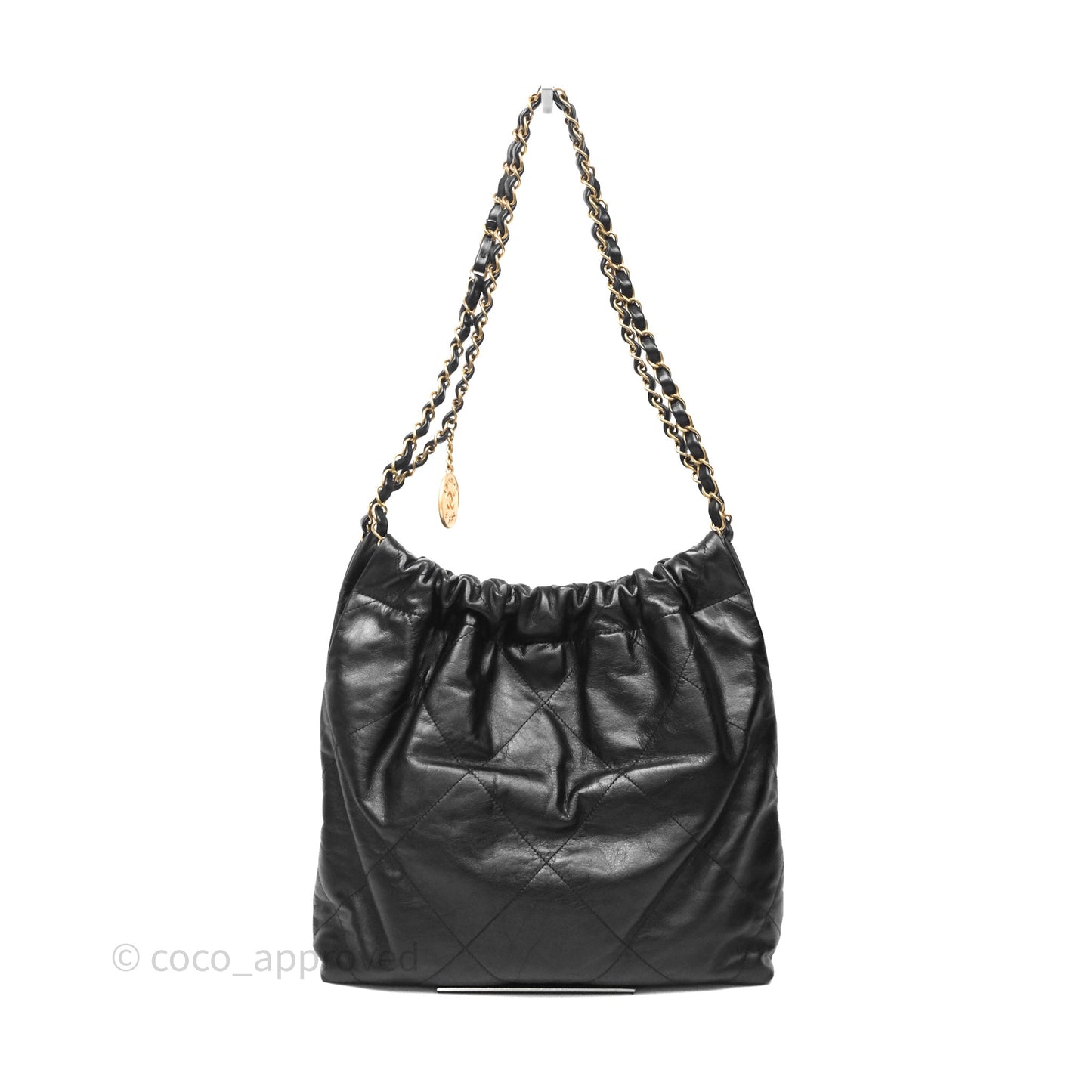 Chanel 22 Small Black Calfskin Aged Gold Hardware