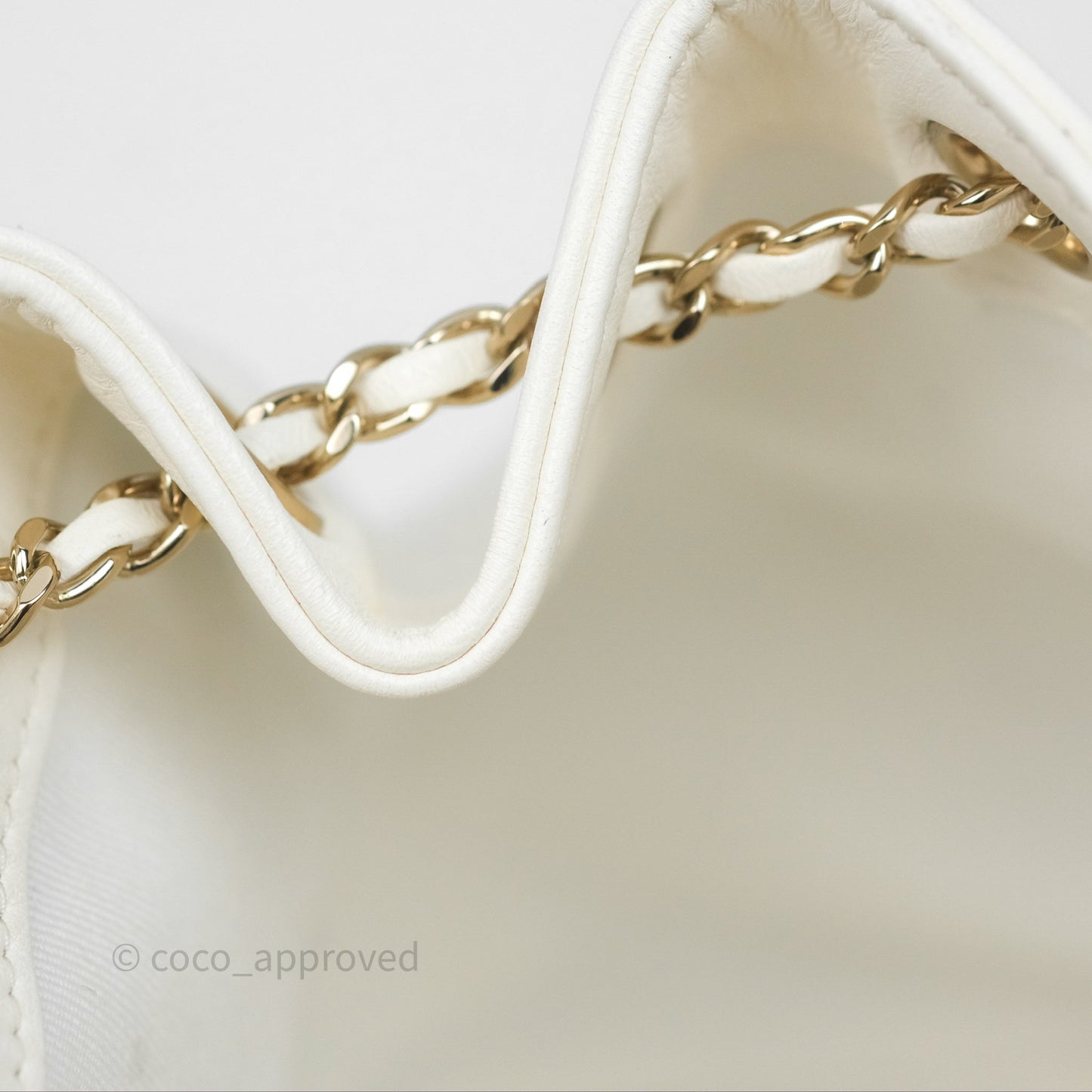 Chanel Quilted Small Duma Drawstring Backpack White Calfskin Gold Hardware