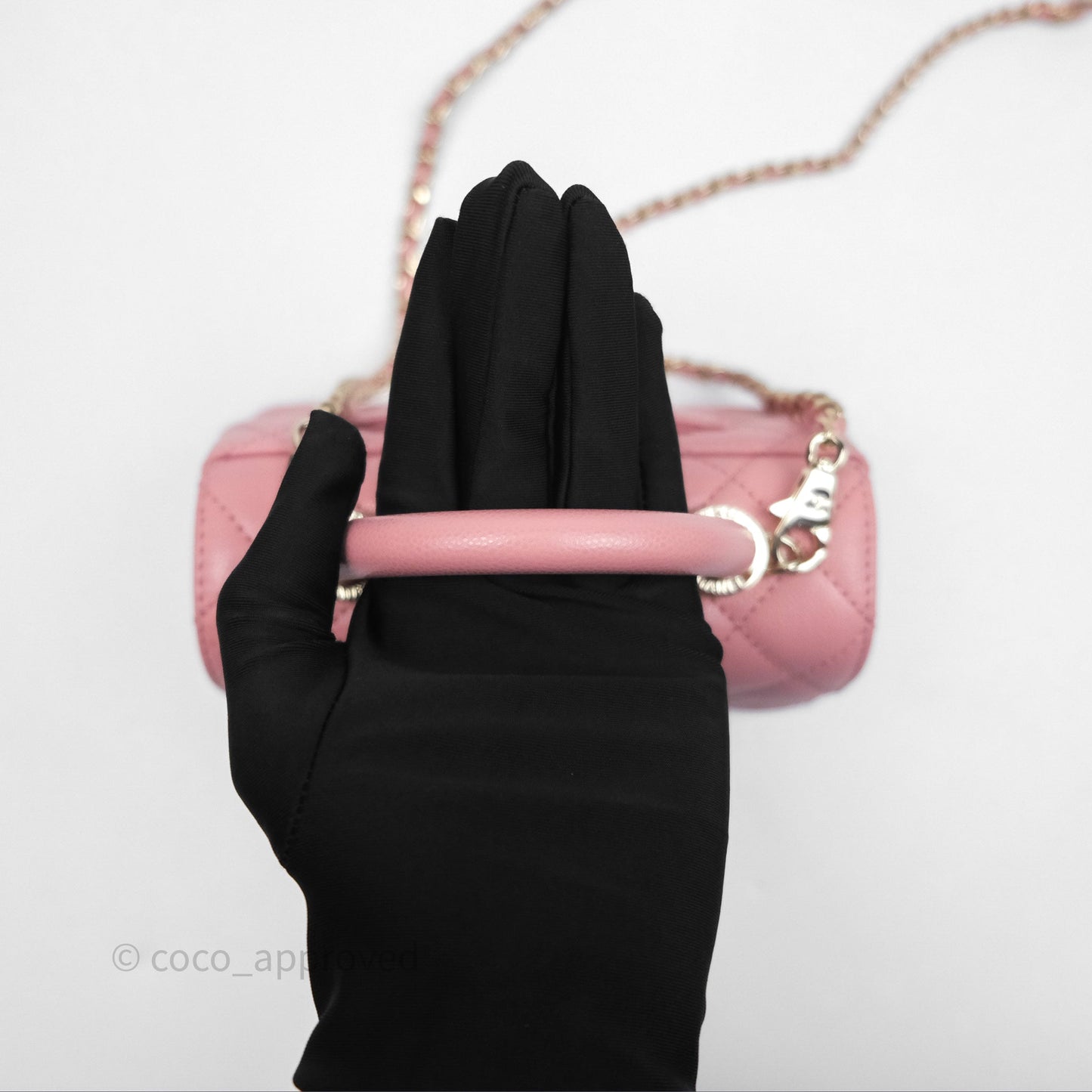 Chanel Mini Coco Handle Quilted Pink Caviar Gold Hardware
