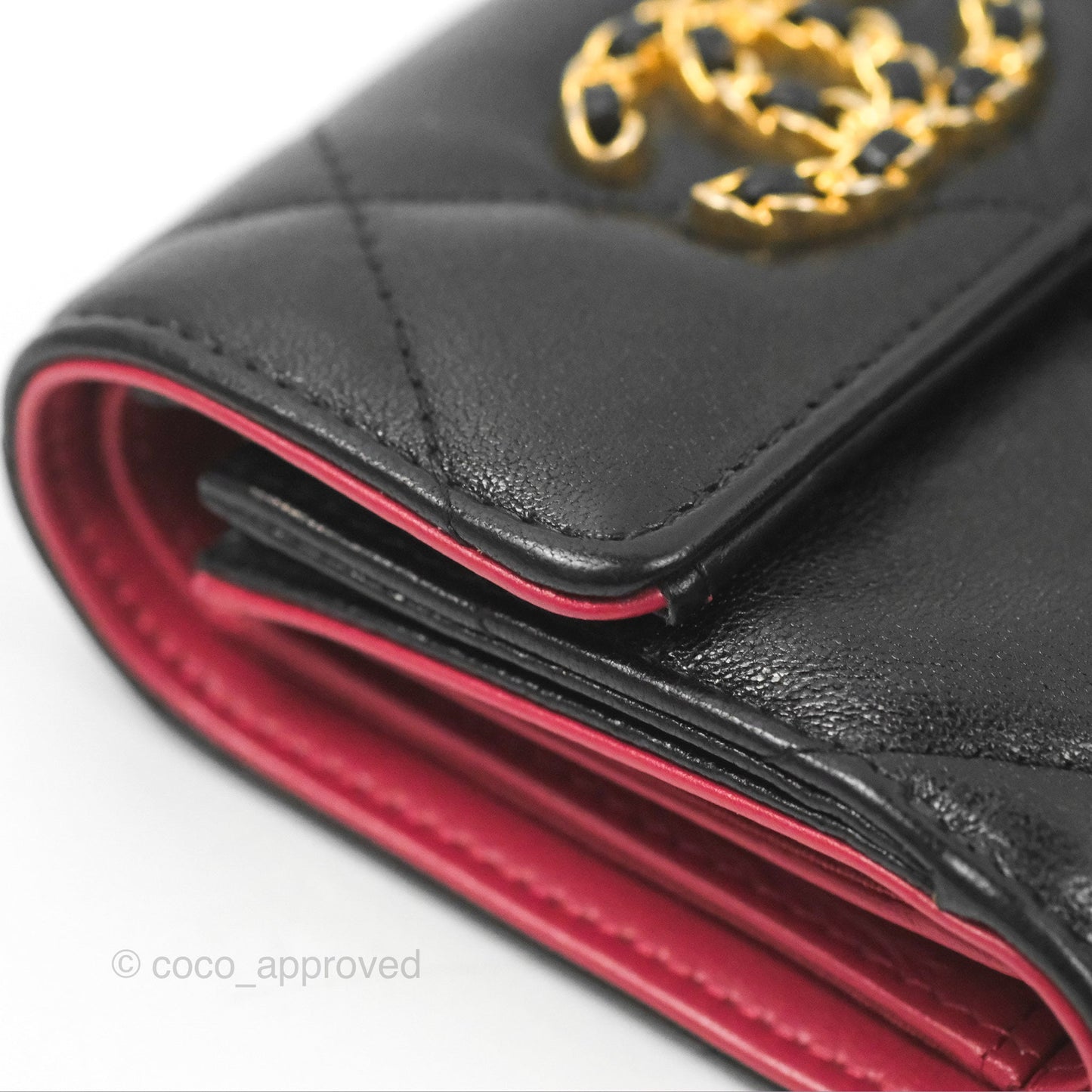 Chanel 19 Short Flap Wallet Black Lambskin