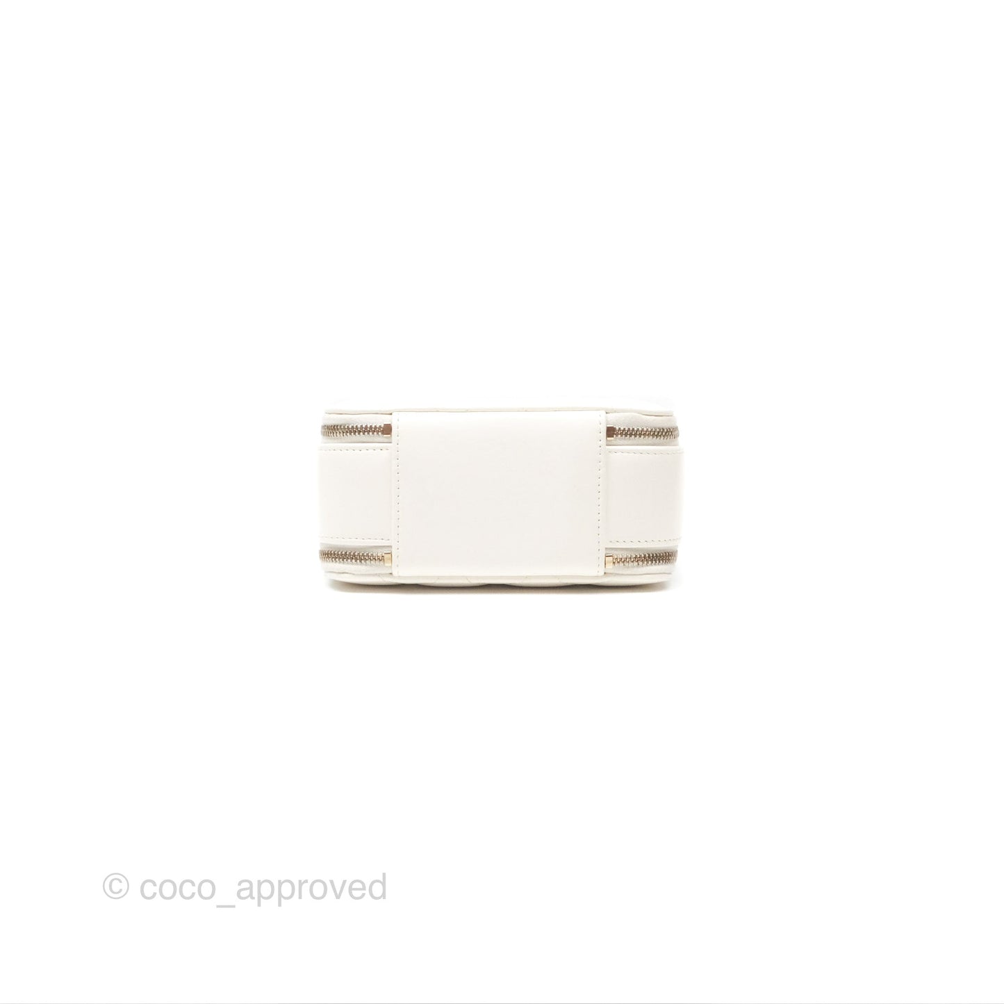 Chanel Top Handle Quilted Vanity Case White Shiny Lambskin Good Hardware