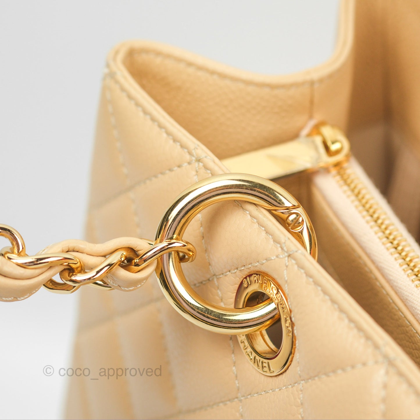 Chanel GST Beige Caviar Gold Hardware