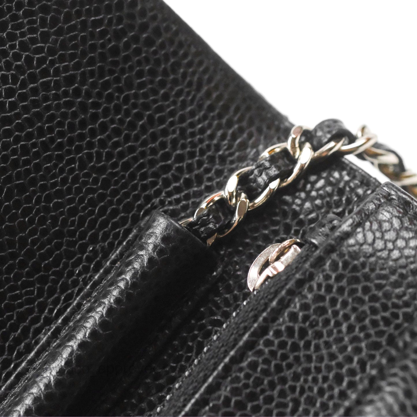 Chanel Quilted Classic Wallet On Chain WOC Black Caviar Silver Hardware