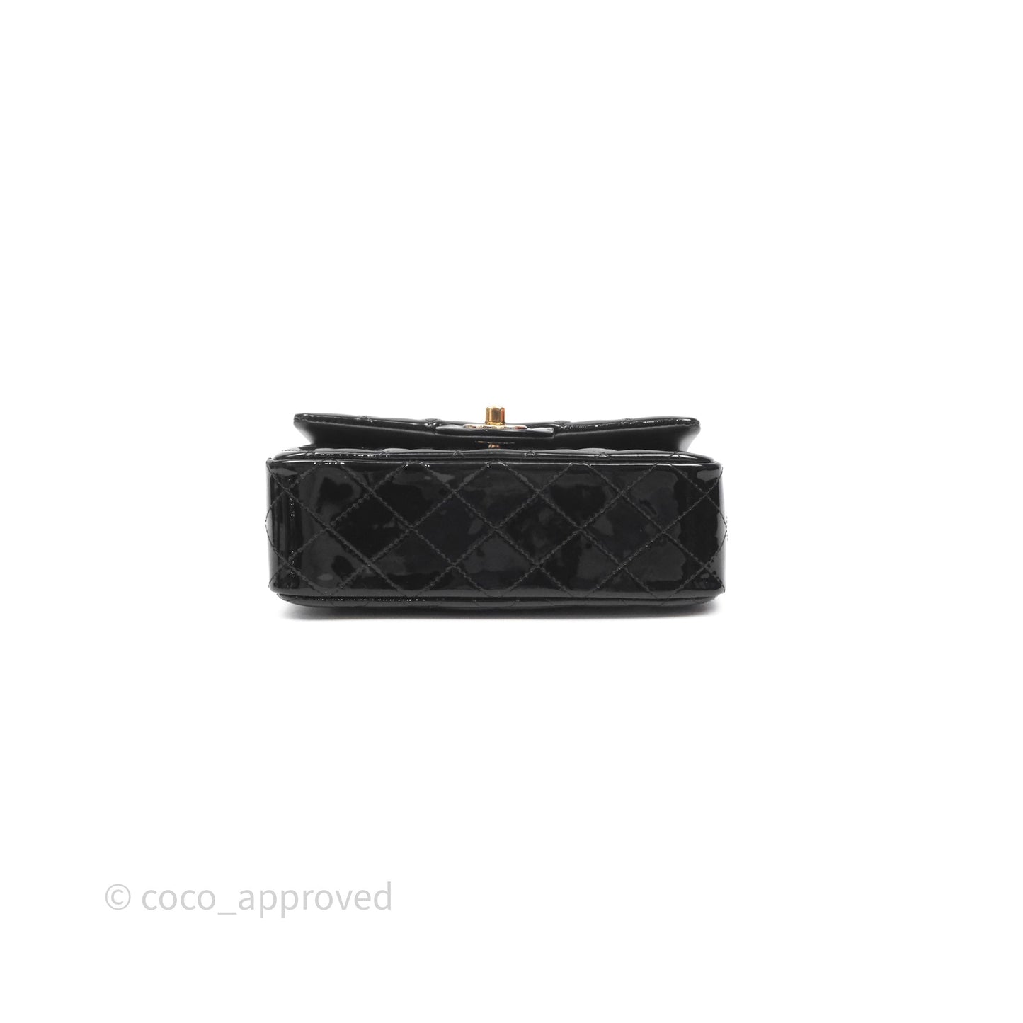 Chanel Top Handle Mini Rectangular Flap Black Patent Gold Hardware