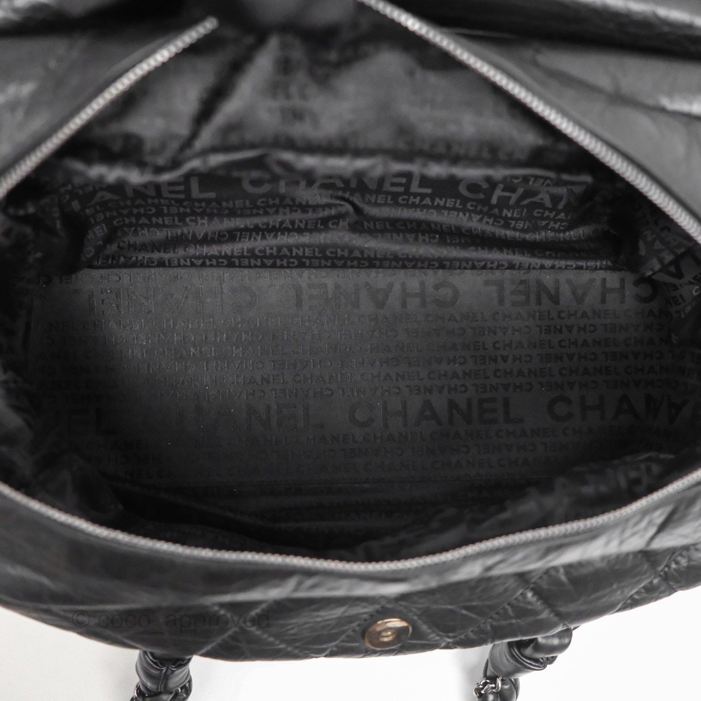 Chanel Quilted Lady Braid Bowler Bag Black Calfskin Silver Hardware