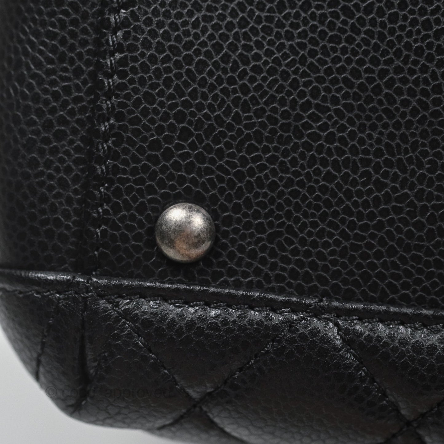 Chanel Quilted Small City Shopping Bag Black Caviar Ruthenium Hardware