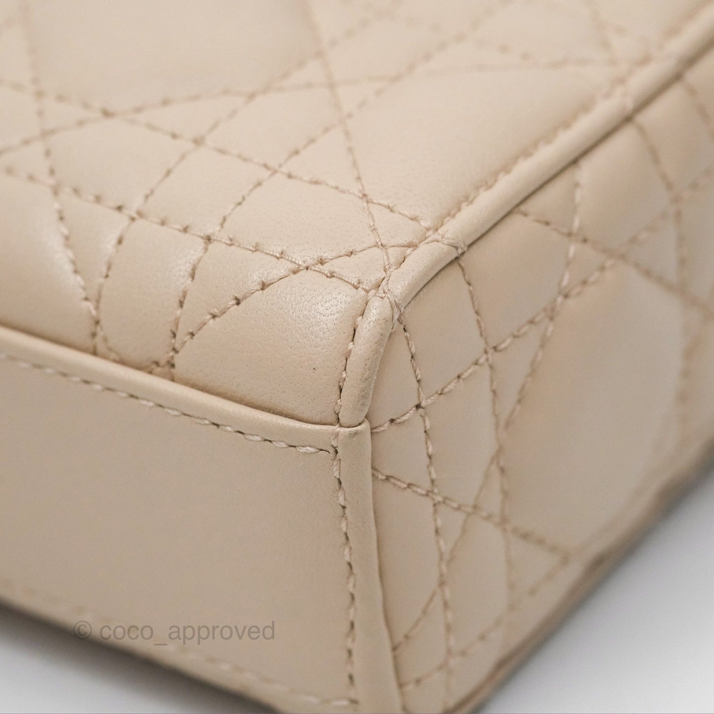 Christian Dior Medium Lady D-Joy Bag Beige Lambskin Cannage Gold Hardware