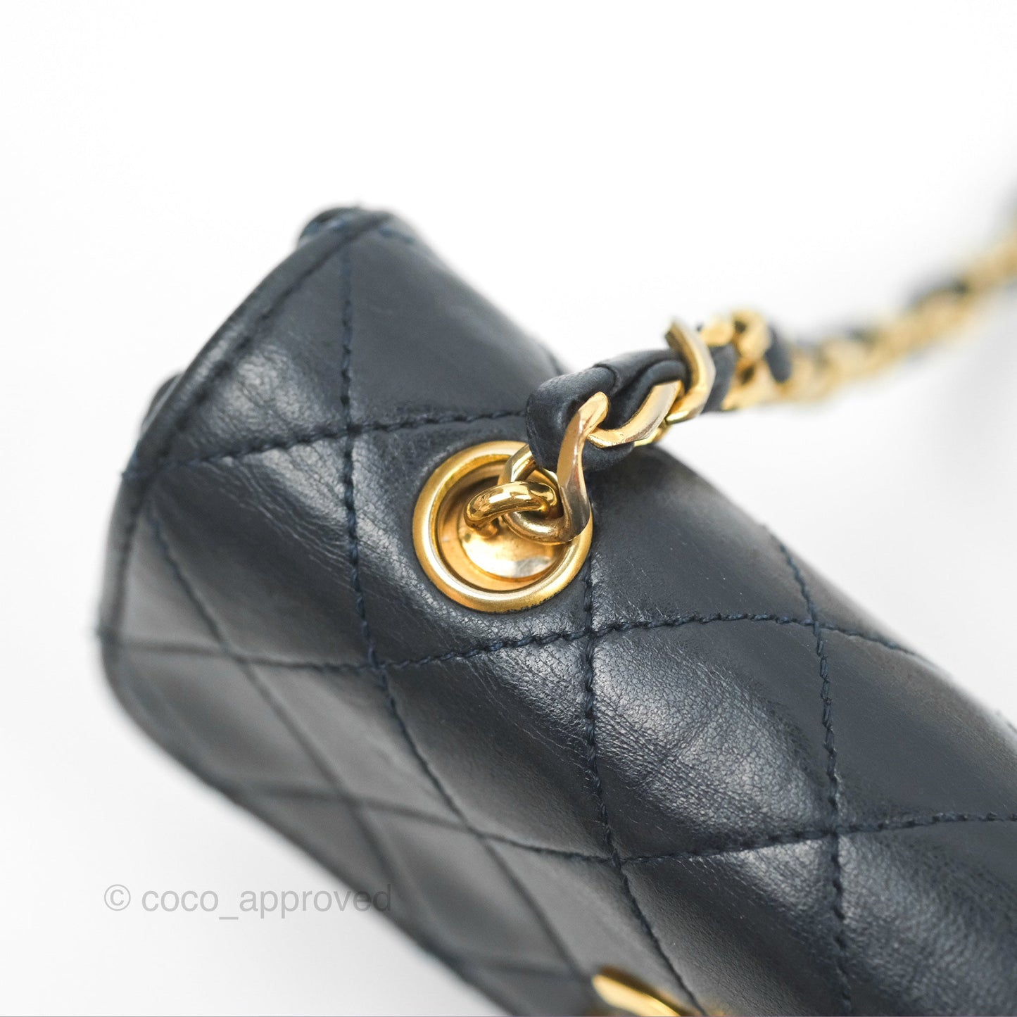 Chanel Mini Dark Navy Lambskin Flap Shoulder Bag 24K Gold Hardware
