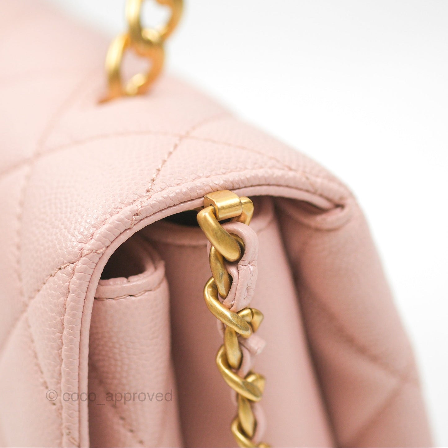 Chanel Carry Me Top Handle Flap Bag Pink Caviar Aged Gold Hardware 23S