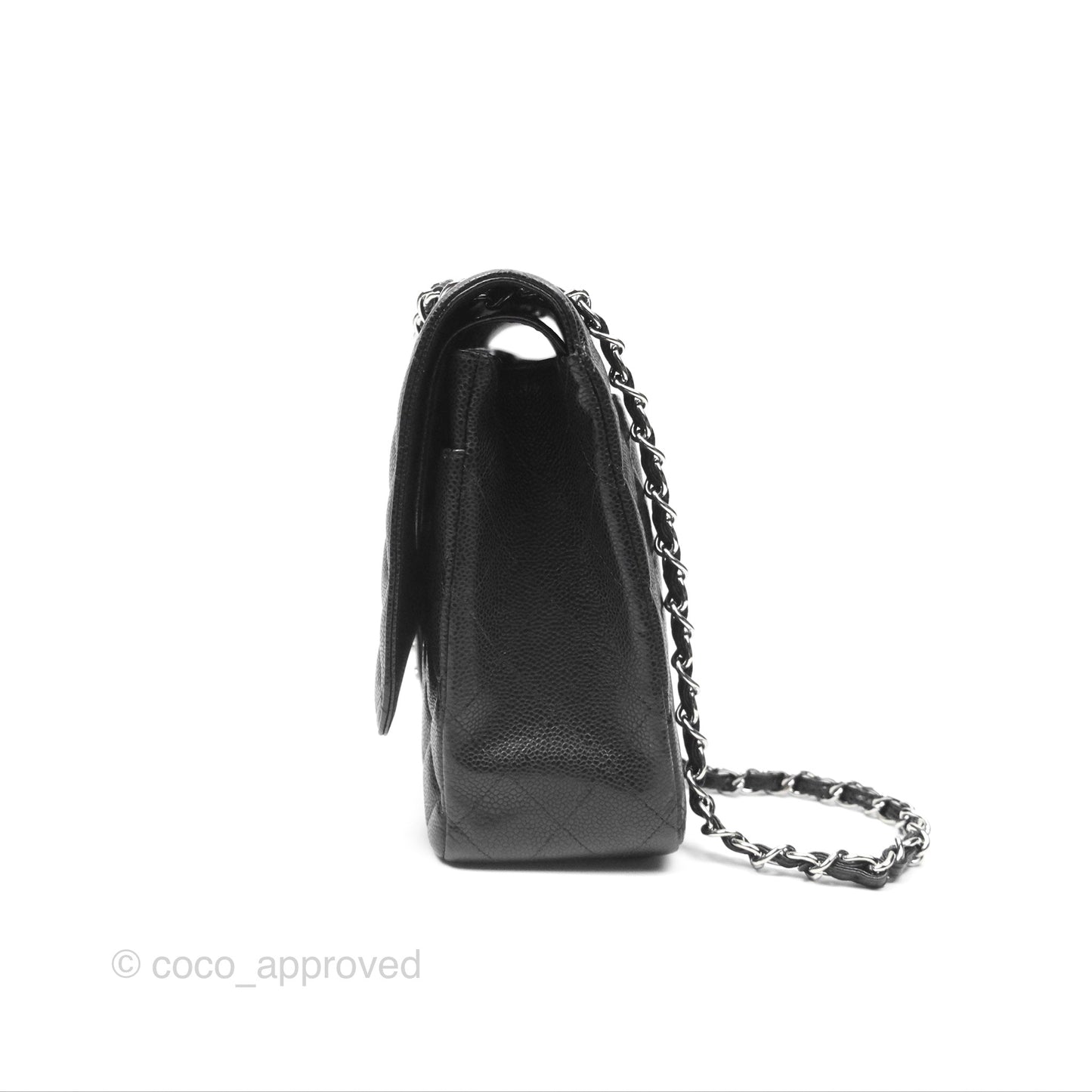 Chanel Quilted Maxi Double Flap Black Caviar Silver Hardware