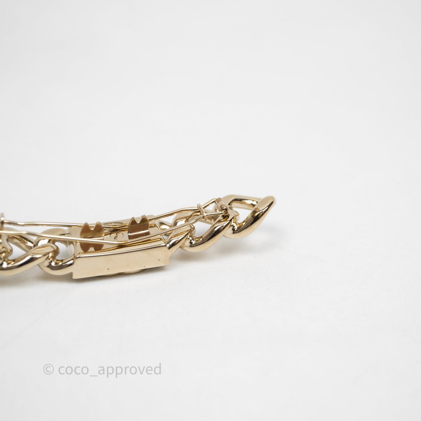 Chanel Crystal Chain CC Hair Clip Barrette Gold 21C