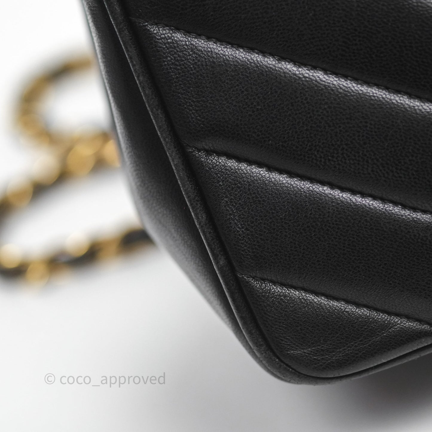 Chanel Vintage Chevron Envelope Flap Bag Black Lambskin 24K Gold Hardware