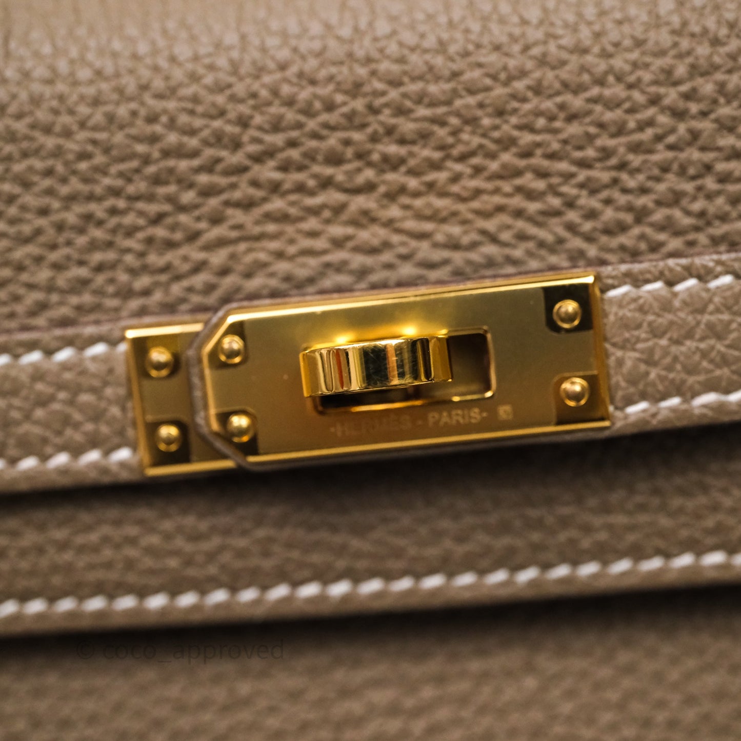 Hermes Kelly 25 Etoupe 18 Togo Gold Hardware