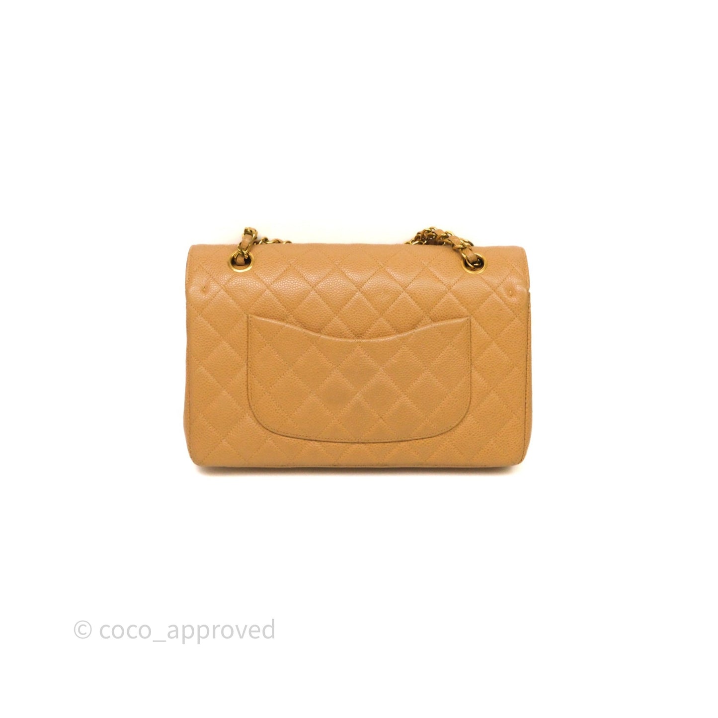 Chanel Vintage Medium Classic Flap Beige Caviar 24K Gold Hardware