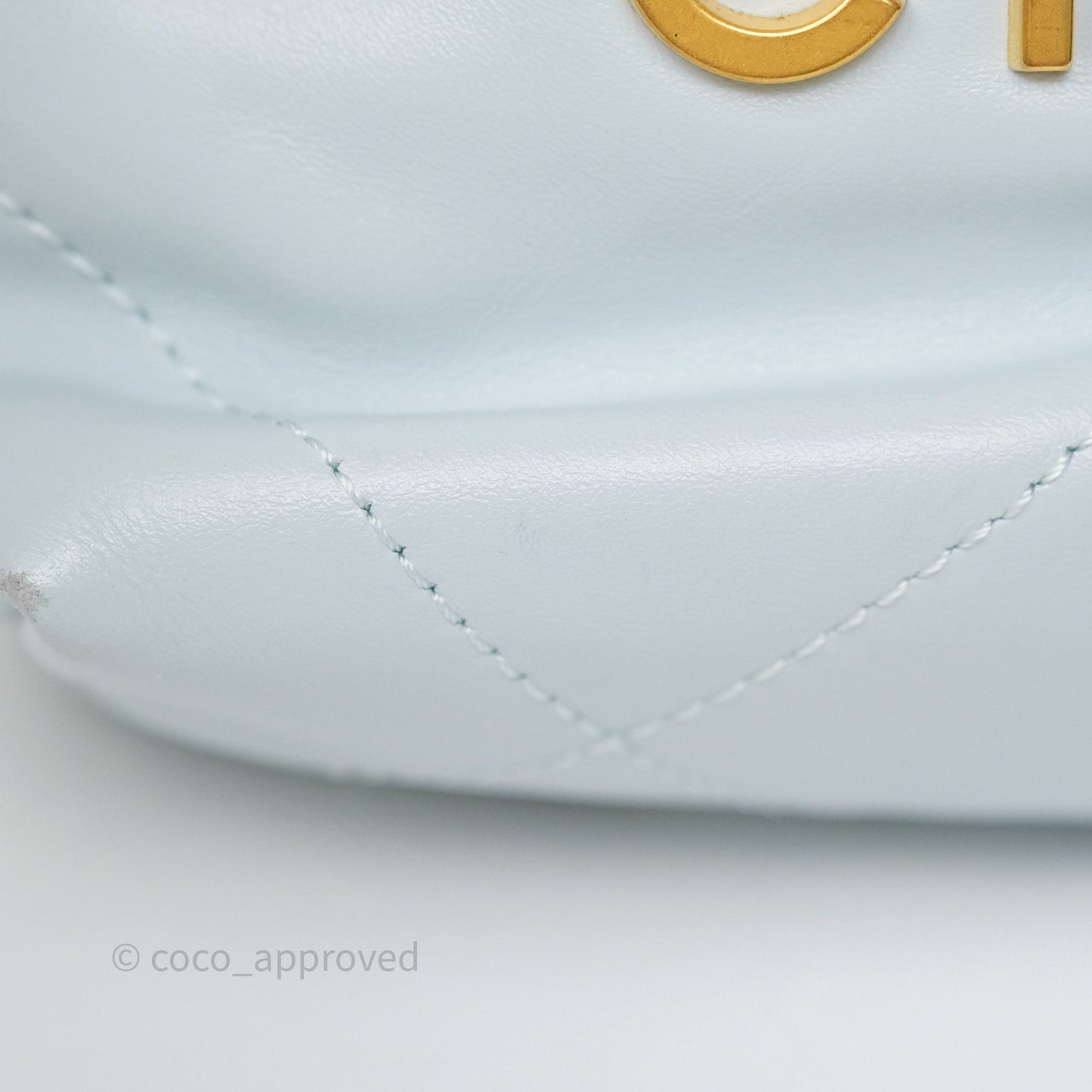 Chanel 22 Mini Bag Light Blue Shiny Crumpled Calfskin