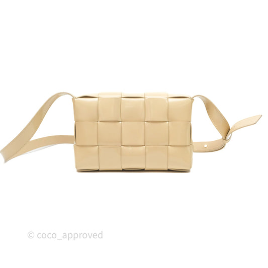 Bottega Veneta Cassette Shoulder Bag Intrecciato Beige Brushed Calfskin