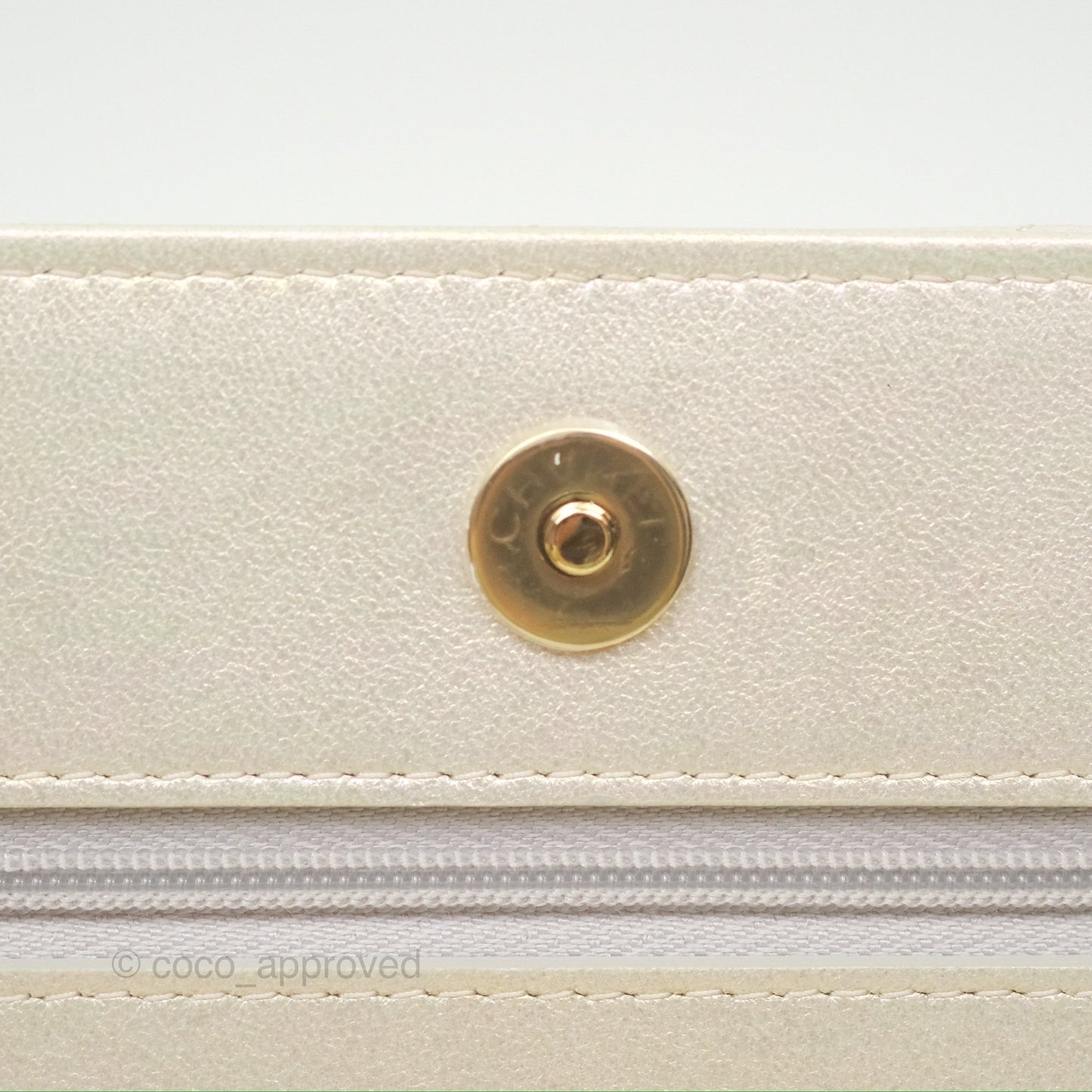 Chanel Quilted Wallet on Chain WOC Iridescent Ivory Gold Hardware 20A
