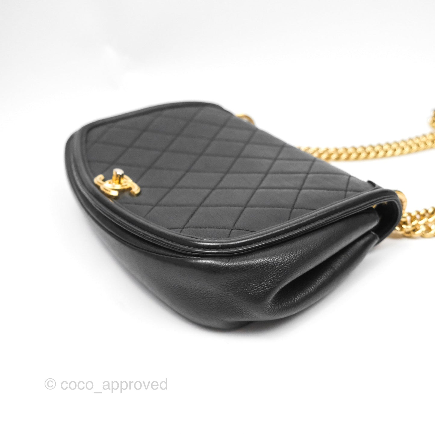 Chanel Small Underline Saddle Flap Bag Black Calfskin Gold Hardware