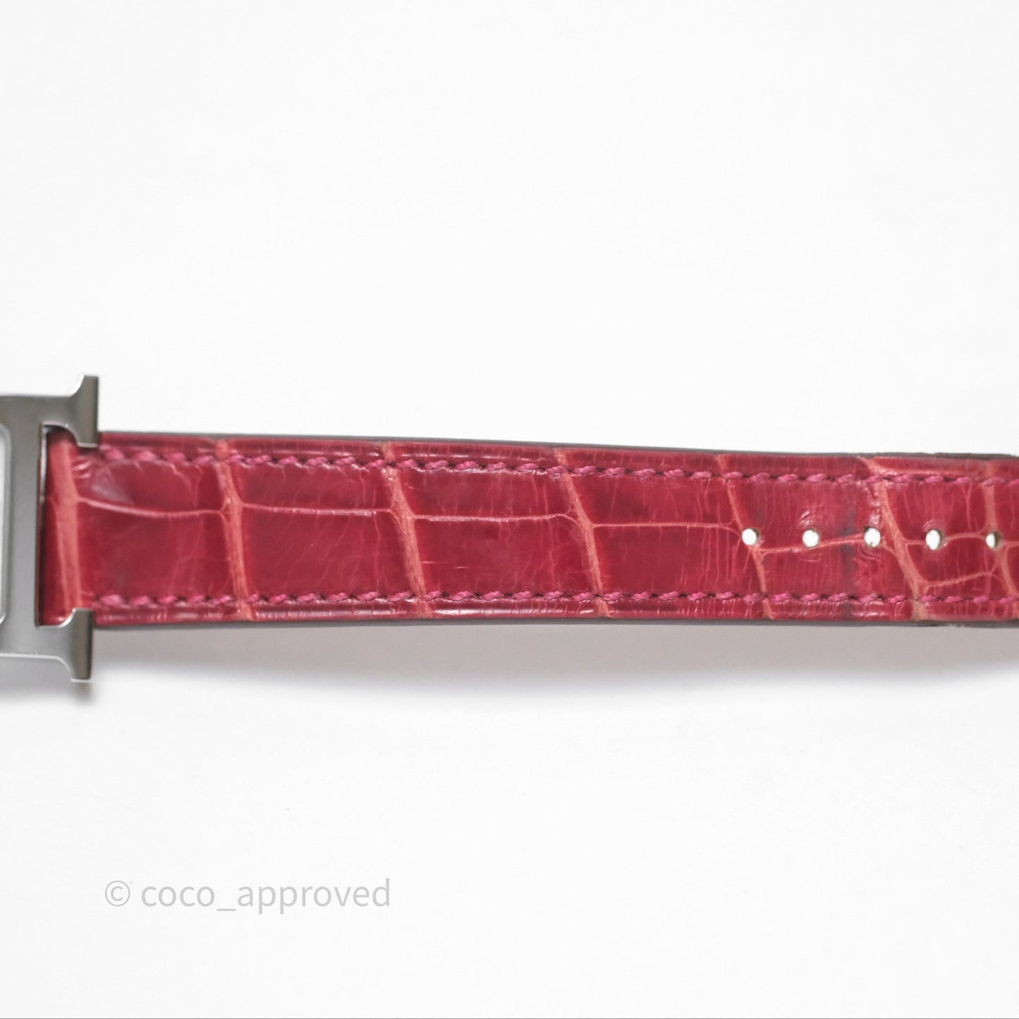 Hermès Heure H Watch Diamond Red Alligator Palladium Hardware