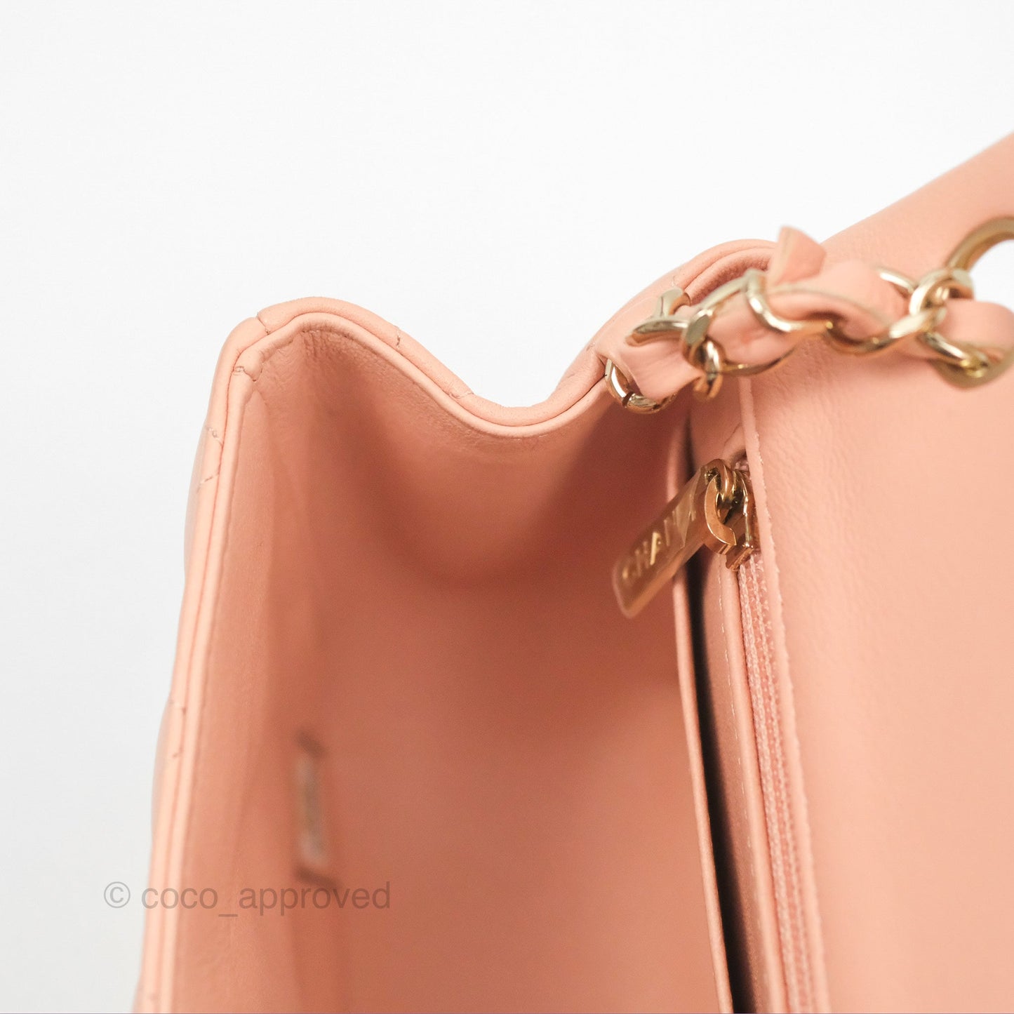 Chanel Quilted Mini Square Lambskin Light Beige Pink Gold Hardware