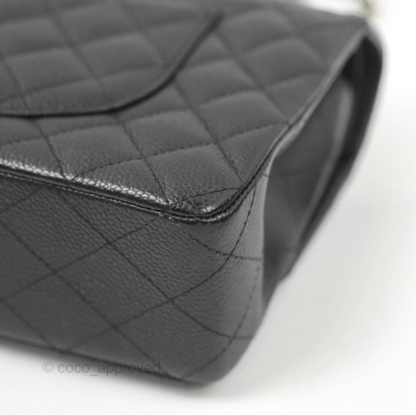 Chanel Classic M/L Medium Flap Quilted Black Caviar Silver Hardware