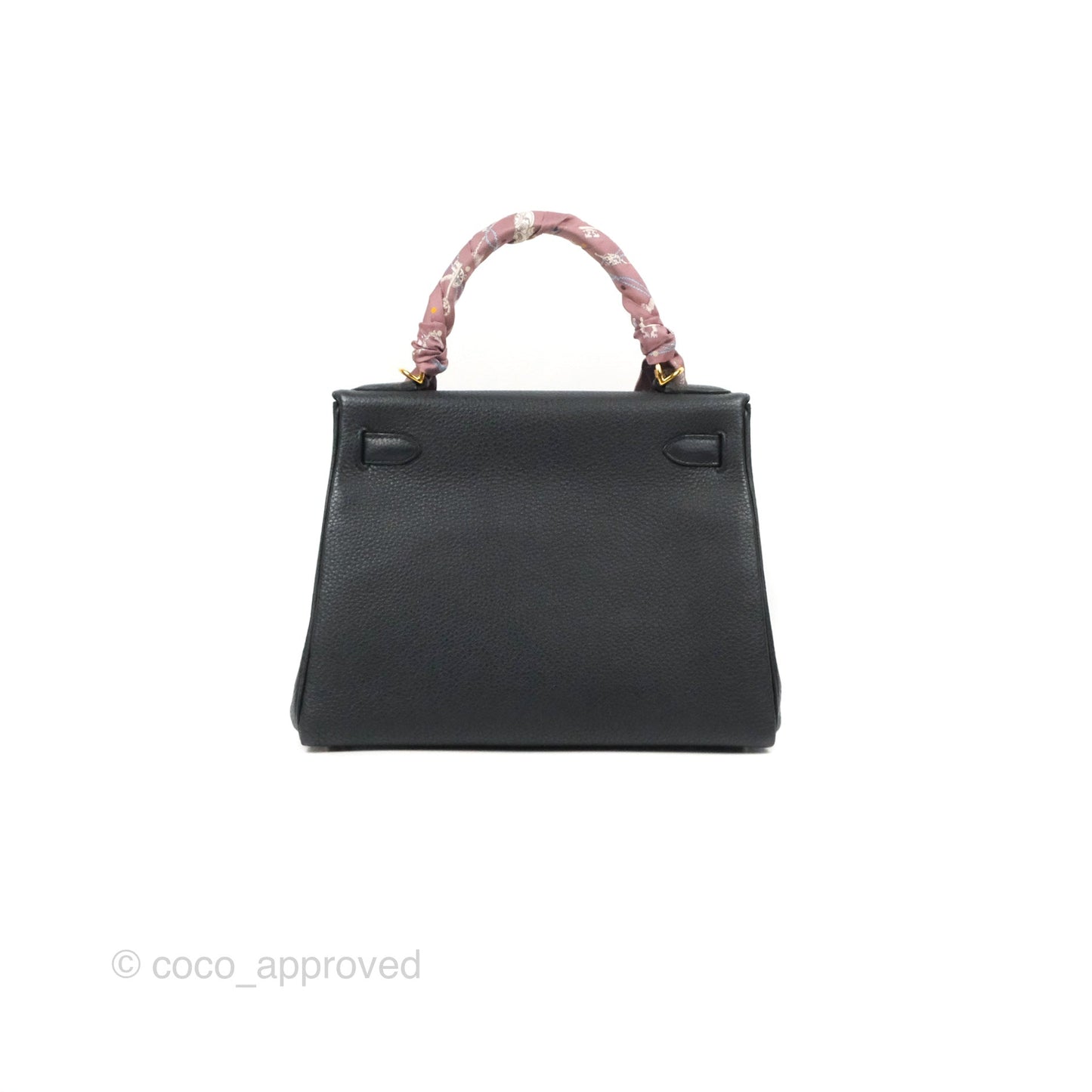 Hermès Retourne Kelly 28 Black Togo Gold Hardware